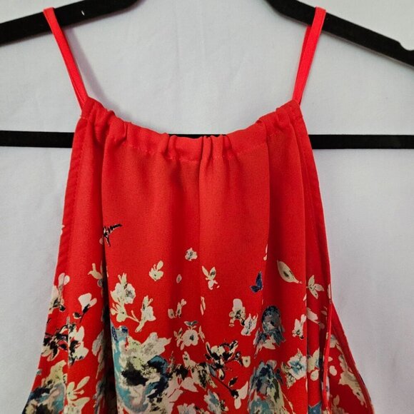 Collective Concepts Red Yellow & Blue Floral Krissa Keyhole Halter Blouse Large - Picture 5 of 9